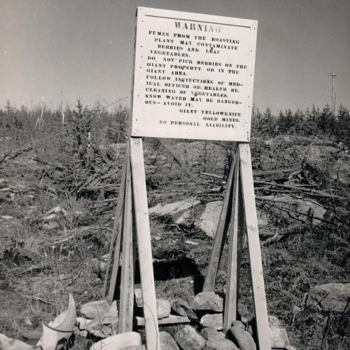 Giant Mine warning sign about arsenic (YK Press Images Collection)